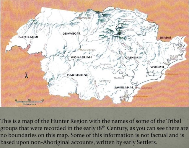 Historic boundaries of the Hunter Valley Aboriginal people.  Courtesy Wonnarua Nation Aboriginal Corporation 2014
